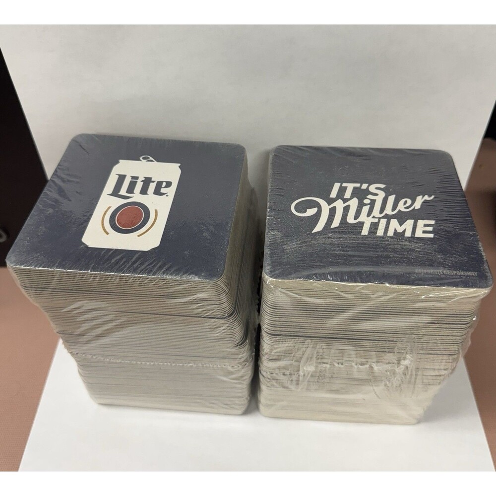 Miller Lite Square Coasters 2022  Wrapped 100 pc. Sleeve Lot of 2